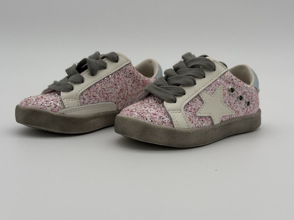 SweetHoney Toddler Girl Sneakers Pink Sparkle Glitter Size 6 Kids Shoes Lace Up